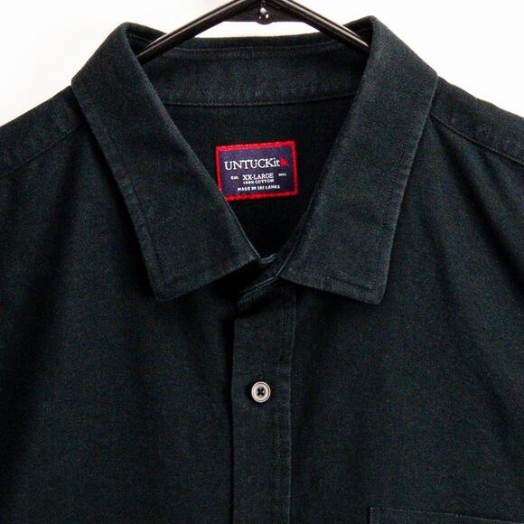 UNTUCKit Brushed Cotton Button Up Shirt Men's 2X Black Office Casual Modern - Picture 2 of 12
